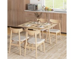 Wishdor - Inklapbare Eettafel - Klapbaar En Ruimtebesparend - Natuurlijke Uitstraling - Voor Keuken - Hout - Naturel - 110 X 86 X 75 Cm