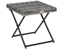 Wishdor Inklapbare Tuin Bijzettafel (40x40x40 cm) - Balkontafel / Tuintafel Klein - Weerbestendig Polyrattan (Wicker) - Grijs