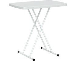 Wishdor Klaptafel - Balkontafel In Hoogte Verstelbaar (6 Standen) - Inklapbare Bijzettafel / Campingtafel - Weerbestendig - Wit - 76x50 cm