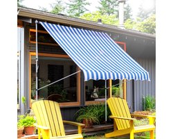 Wishdor - Klemzonnescherm - In Hoogte Verstelbaar En Handmatig Uitschuifbaar - Tijdloos - Voor Balkon En Terras - Aluminium - Blauw - 200 x 150 cm