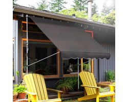 Wishdor - Klemzonnescherm - In Hoogte Verstelbaar En Uitschuifbaar - Voor Balkon En Terras - Aluminium - Grijs - 200 X 150 Cm