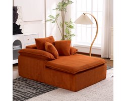 Wishdor - Ligbank - Frameloos Ergonomisch - Voor Woonkamer Of Leeshoek - Ribstof - Oranje - 177 x 122 x 92 cm
