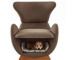 Wishdor Loungestoel met Huisdiernis - Fauteuil voor Kat & Hond - Krasbestendig - Hout & Stof - Bruin - 66x69x76 cm