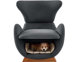 Wishdor Loungestoel met Huisdiernis - Fauteuil voor Kat & Hond - Krasbestendig - Hout & Stof - Grijs - 66x69x76 cm