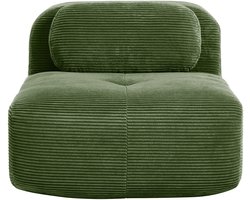 Wishdor Luxe Modulair Zitelement (90x103 cm) - Lounge Fauteuil / Tussenstuk Zonder Armleuningen - Corduroy - Groen