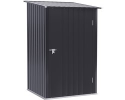 Wishdor Metalen Tuinkast 100x103x160 cm - Compacte Gereedschapsschuur met Schuin Dak en Deur - Verzinkt Staal - Donkergrijs