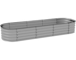 Wishdor - Metalen Verhoogde Plantenbak - Open Bodem - Modulair Ontwerp - Voor Tuin Of Balkon - Zilver - 195 X 62 X 30 Cm
