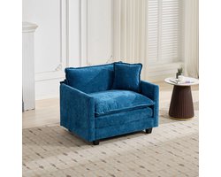 Wishdor - Modulaire 1-Zitsbank - Ergonomisch - Modern - Voor Woonkamer Of Slaapkamer - Chenille - Blauw