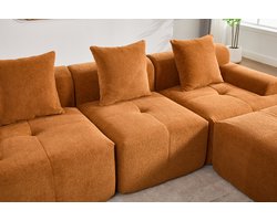 Wishdor - Modulaire Hoekbank - Flexibele Indeling En Opbergvakken - Modern - Ribstof - Oranje
