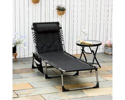 Wishdor - Opvouwbaar Ligbed - 5-Standen Verstelbare Rugleuning - Modern Ontwerp - Voor Tuin Of Terras - Stalen Frame Met Oxfordstof - Zilverkleurig - 188 X 57 X 30 Cm