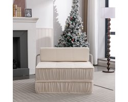 Wishdor - Opvouwbare Slaapbank - 2-In-1 Zit- En Ligfunctie - Modern - Wit - Chenille, Schuim En Veren - 186 X 93 X 44,5 Cm