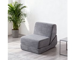 Wishdor Opvouwbare Slaapstoel - Frameloze Vloerstoel - 3-in-1 Logeerbed - Flanel Grijs - 81x91x71 cm