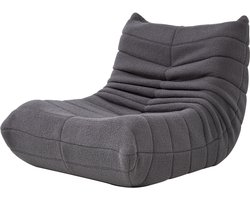 Wishdor Rups Loungebank - Frameloze Vloerfauteuil - Premium Teddy Fleece - Ergonomisch - Donkergrijs
