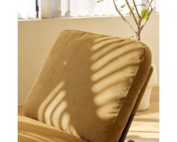 Wishdor - Schommelstoel - Ergonomisch Zitcomfort, Zachte Bekleding En Soepele Schommelbeweging - Retro Design - Voor Woonkamer - Houten Frame En Ribstof Met Gestreepte Structuur - Oranje - 1-Zits
