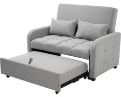 Wishdor - Slaapbank - Verstelbare Rugleuning - Opklapbaar - Voor Gastenkamer - Katoen-Linnen - Antiekgrijs - 127 x 75 x 94 cm