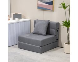 Wishdor - Slaapstoel 2-In-1 - Opvouwbaar Met Bedfunctie En Los Kussen - Modern Ontwerp Voor Woonkamer Of Logeerkamer - Schuim - Donkergrijs