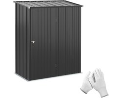 Wishdor - Tuinkast - Afsluitbare Deur En Schuin Dak - Voor Buiten - Verzinkt Staal - Zwart - 161,5 X 94,5 X 196 Cm