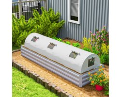 Wishdor - Tunnelkas - Met Oprolbare Gaasramen En UV-Bestendige Folie - Voor Buiten - Kunststof - Wit - 300 X 80 X 45 Cm