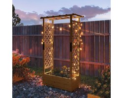 Wishdor - Verhoogde Plantenbak Met Klimrek En Dak - Hout - Oranje - 110 X 44 X 181 Cm