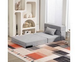 Wishdor - Vloerstoel En Vloersofa - Opvouwbaar En Omvormbaar Tot Ligstoel Of Matras - Minimalistisch - Voor Woonkamer - Schuim - Lichtgrijs - 210 X 80 Cm