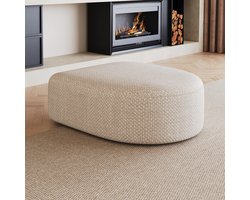 Wishdor Voetenbankje rond - Gestoffeerd - Zonder montage - Modern - Voor binnen - Stof - Foamvulling - Wit - 87 x 84 x 38 cm