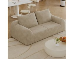 Wishdor Zitbank - 2-zits boneless sofa - Chenille en hoogelastisch schuim - Zonder montage - Woonkamer slaapkamer appartement - Khaki - 190 x 95 x 85 cm