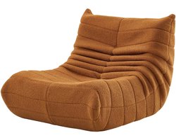 Wishdor Zitzak Fauteuil – Eenpersoons Beanbag – 90 x 105 cm – Zachte Teddy Fleece – Oranje Relax Stoel – Lichtgewicht en Draagbaar voor Woonkamer of Slaapkamer – Hoge Dichtheid Schuimvulling