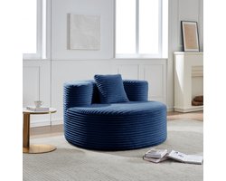 Wishdor Zitzakstoel - Zachte Ribstof En Hoge Dichtheid Schuim - Modern Lounge-Ontwerp Voor Woonkamer - Blauw - 112 X 105 X 59 Cm