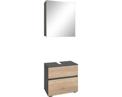 Wisla |Badkamer set met 2 kasten in eiken look antraciet