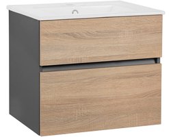 Wisla-Badkamermeubel - 1 Klep 1 Lade - Eiken Antraciet