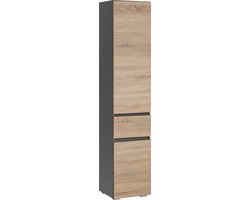 Wisla-Hoge-Kast - 2-deurs 1-lade - Antraciet/Eiken
