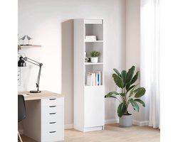 Wit 37,5 x 35 x 180 cm houtmateriaal met flexibele deuropening en veel opbergruimte voor eetgerei en huishoudelijke spullen, ideaal als badkamerkast of keukenkast