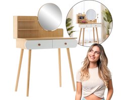 Wit cosmetisch badmeubel, hout, met spiegel en planken 80x40x120 cm