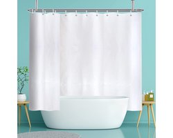Wit Douchegordijn 240 breed, extra breed en extra lang model, waterafstotend, schimmelwerend, voor de badkuip, perfect als ruimteverdeler, breedte 240 cm x hoogte 180 cm