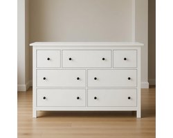 Wit Dressoir 152 cm met 7 Lades – Modern Opbergkast, Commodekast, Multifunctionele Opbergkast voor Slaapkamer, Woonkamer, Keuken en Hal | Mobili Bella