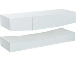 Wit dubbel TV-Kast met LED verlichting UV hoogglans modern tv-meubel voor woonkamer wandhangend en vrijstaand
