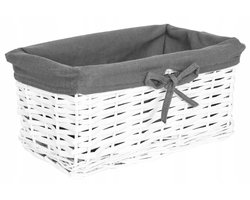 Wit Gevlochten Mand Organizer Badkamer 30cm - Handgemaakt met Linnen Voering