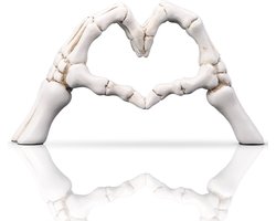 Wit Hart Handen Beeld - Abstracte Hars Sculptuur met Hartvormig Handgebaar - Liefdesdecoratie voor Plank, Tafel en Woonkamer