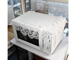 Wit kanten tafelkleed - Ronde kanten kleedje 60 x 60 cm - Salontafel topper voor eetkamer, keuken en bruiloft decor