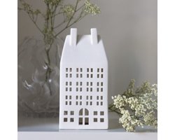 Wit keramiek huisje -Storefactory -decoratie - Scandinavisch wonen - wit huis - wonen - woonaccessoires - Hej Hygge-huis-keramiek-22cm-wit