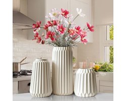 Wit keramische vazen, set van 3 boho voor moderne woondecoratie, Nordic minimalisme, decoratie, kantoor, entree, woonkamer, tafeldecoratie, vazen