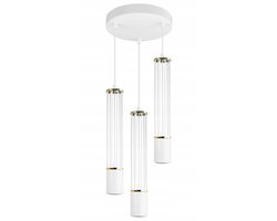 Wit Leren Plafondlamp Dubbel Goud Accent 3x GU10