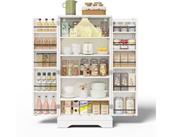 Wit MDF Dubbeldeurs Opbergkast Keuken Woonkamer 60×40×120cm