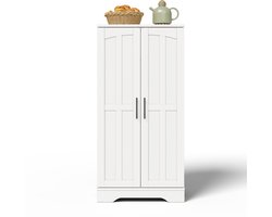 Wit MDF Dubbeldeurs Opbergkast Keuken Woonkamer 60×40×120cm