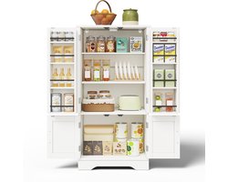 Wit MDF Vierdeurs Opbergkast Keuken Woonkamer 60×40×120cm