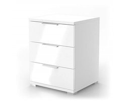 Wit nachtkastje met 3 lades 46x42x60 cm Opbergruimte onder het bureau Bijzettafel voor de bank Moderne stijl Geschikt voor slaapkamers, woonkamers en hallen
