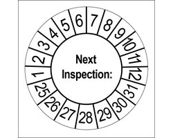 Wit | Next Inspection Keuringsstickers | 50 stuks (10 strips) | 35mm Rond | Vinyl