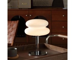 Wit paddenstoellamp - Mid-century moderne lamp voor nachtkastje - Dimbare retro bedlampen - Woondecoratie sfeerverlichting voor slaapkamer woonkamer