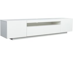 Wit TV-meubel 200x38x43 cm groot formaat met LED verlichting modern staand tv-meubel voor woonkamer