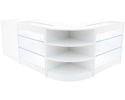 Wit Winkel Toonbank Set Astro LED K900 LM60 TB60 Afsluitbaar Vitrinekast
